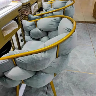 Tabouret de coiffeuse contemporain en velours nordique et métal avec pieds réglables pour chambre et salon 