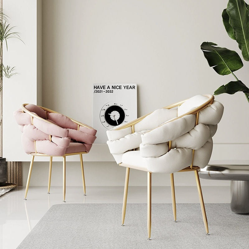 Tabouret de coiffeuse contemporain en velours nordique et métal avec pieds réglables pour chambre et salon 