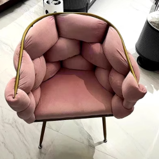 Tabouret de coiffeuse contemporain en velours nordique et métal avec pieds réglables pour chambre et salon 