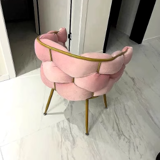 Tabouret de coiffeuse contemporain en velours nordique et métal avec pieds réglables pour chambre et salon 
