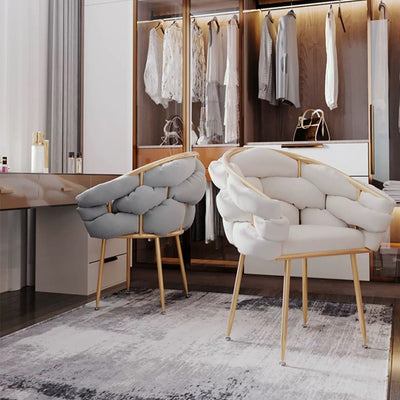 Tabouret de coiffeuse contemporain en velours nordique et métal avec pieds réglables pour chambre et salon 