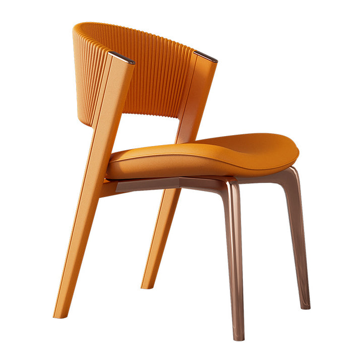 Chaise de salle à manger courbée en cuir microfibre de luxe moderne et en acier inoxydable avec coussinets antidérapants pour chambre, salon et salle à manger 
