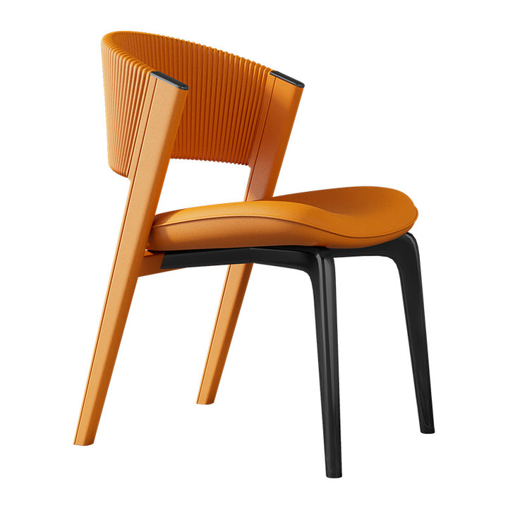 Chaise de salle à manger courbée en cuir microfibre de luxe moderne et en acier inoxydable avec coussinets antidérapants pour chambre, salon et salle à manger 