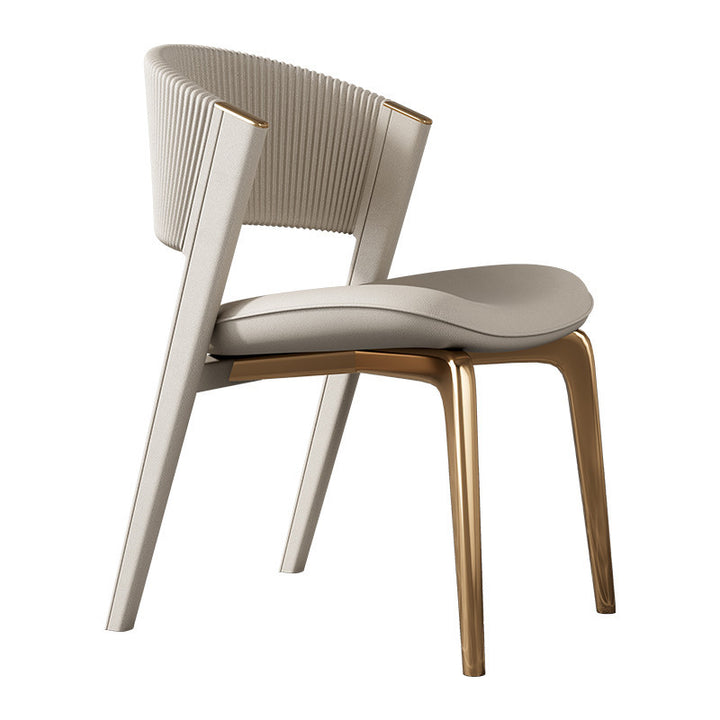Chaise de salle à manger courbée en cuir microfibre de luxe moderne et en acier inoxydable avec coussinets antidérapants pour chambre, salon et salle à manger 