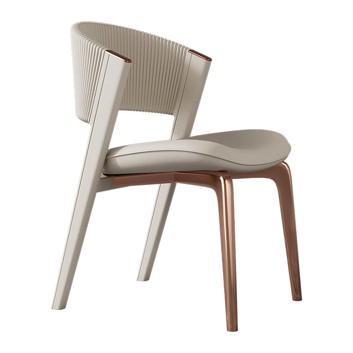 Chaise de salle à manger courbée en cuir microfibre de luxe moderne et en acier inoxydable avec coussinets antidérapants pour chambre, salon et salle à manger 