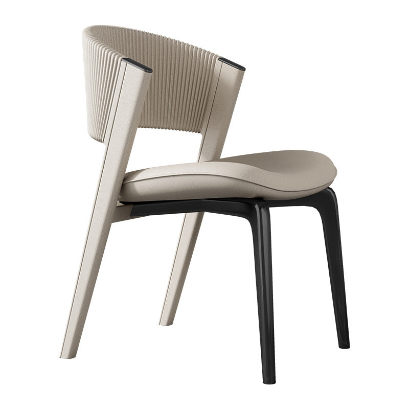 Chaise de salle à manger courbée en cuir microfibre de luxe moderne et en acier inoxydable avec coussinets antidérapants pour chambre, salon et salle à manger 