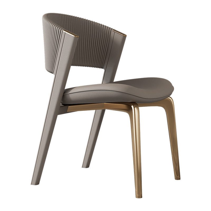 Chaise de salle à manger courbée en cuir microfibre de luxe moderne et en acier inoxydable avec coussinets antidérapants pour chambre, salon et salle à manger 