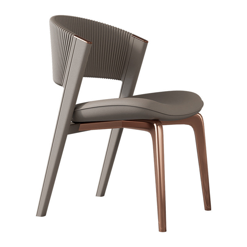 Chaise de salle à manger courbée en cuir microfibre de luxe moderne et en acier inoxydable avec coussinets antidérapants pour chambre, salon et salle à manger 