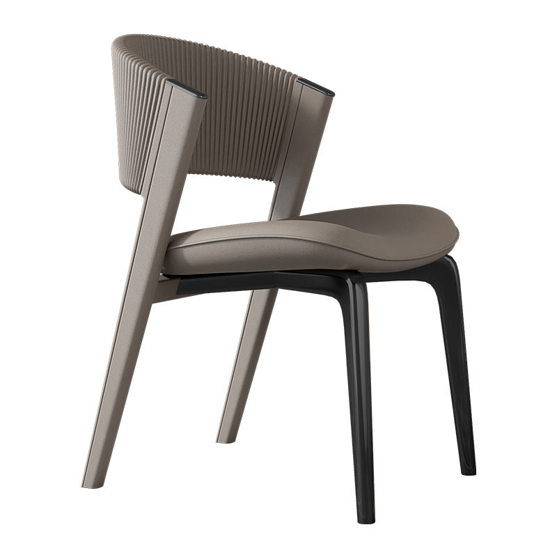 Chaise de salle à manger courbée en cuir microfibre de luxe moderne et en acier inoxydable avec coussinets antidérapants pour chambre, salon et salle à manger 
