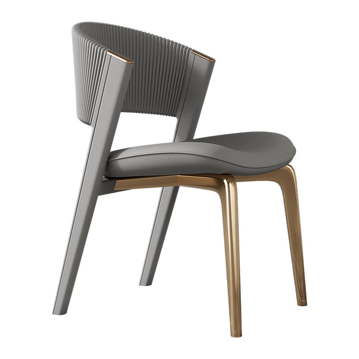 Chaise de salle à manger courbée en cuir microfibre de luxe moderne et en acier inoxydable avec coussinets antidérapants pour chambre, salon et salle à manger 