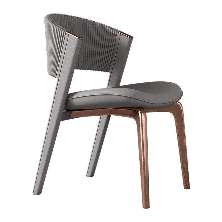 Chaise de salle à manger courbée en cuir microfibre de luxe moderne et en acier inoxydable avec coussinets antidérapants pour chambre, salon et salle à manger 