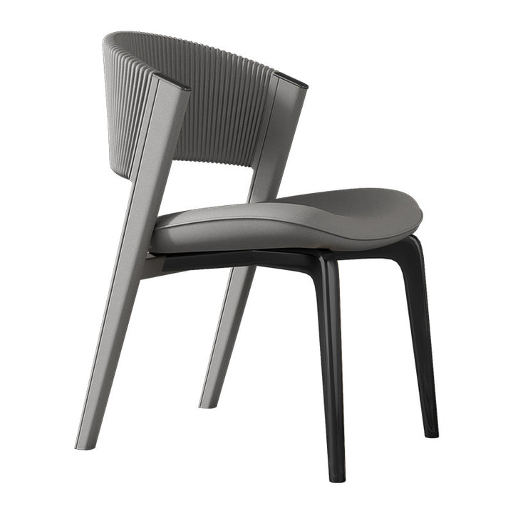 Chaise de salle à manger courbée en cuir microfibre de luxe moderne et en acier inoxydable avec coussinets antidérapants pour chambre, salon et salle à manger 