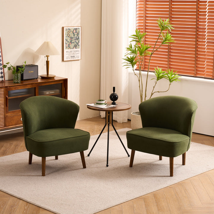 Tissu français traditionnel, chaise d'accent en velours côtelé et bois carré incurvé pour chambre et salon 