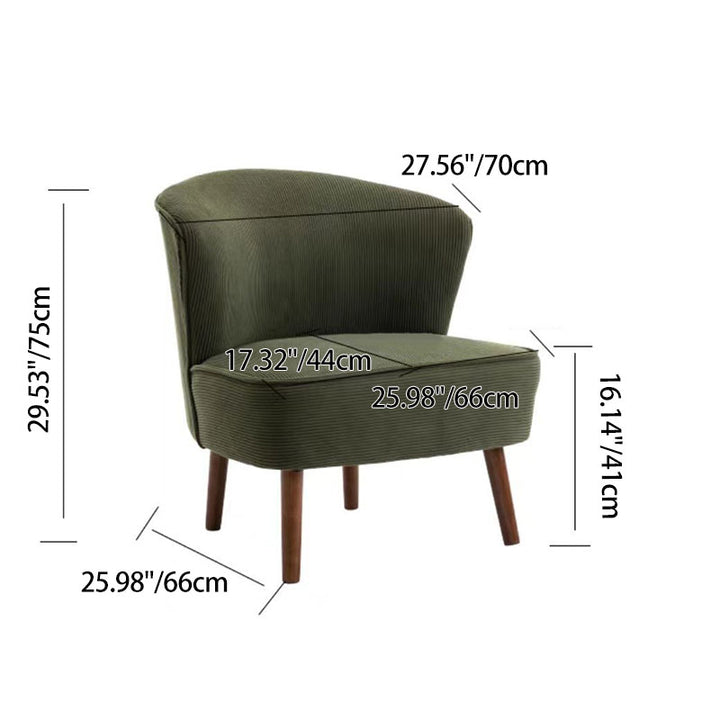 Tissu français traditionnel, chaise d'accent en velours côtelé et bois carré incurvé pour chambre et salon 