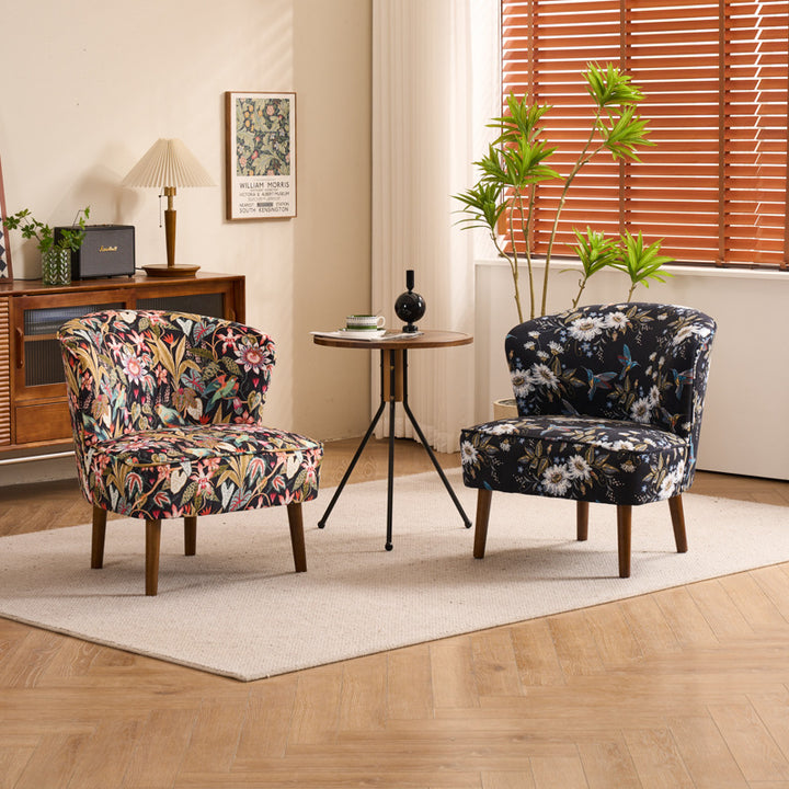 Tissu français traditionnel, chaise d'accent en velours côtelé et bois carré incurvé pour chambre et salon 