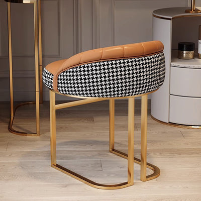 Tabouret de coiffeuse rond incurvé en cuir PU nordique contemporain et fer pour chambre et salon 