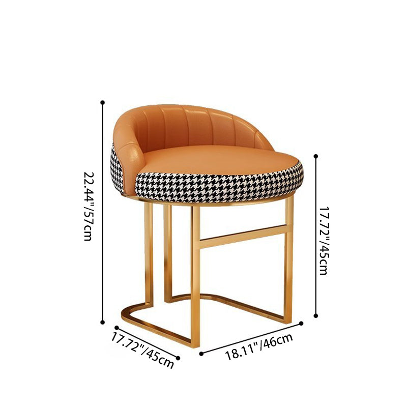 Contemporary Nordic PU Leather &amp; Iron Curved Round Vanity Stool For Bedroom And Living Room