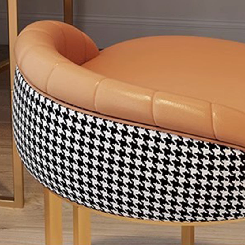 Contemporary Nordic PU Leather &amp; Iron Curved Round Vanity Stool For Bedroom And Living Room