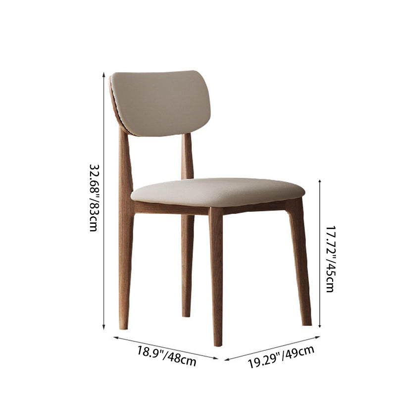 Chaise de salle à manger carrée incurvée en bois et cuir minimaliste moderne pour salon, chambre et cuisine 