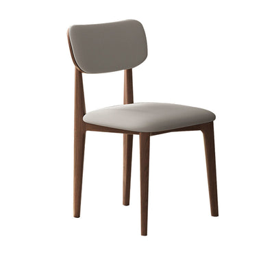 Chaise de salle à manger carrée incurvée en bois et cuir minimaliste moderne pour salon, chambre et cuisine 