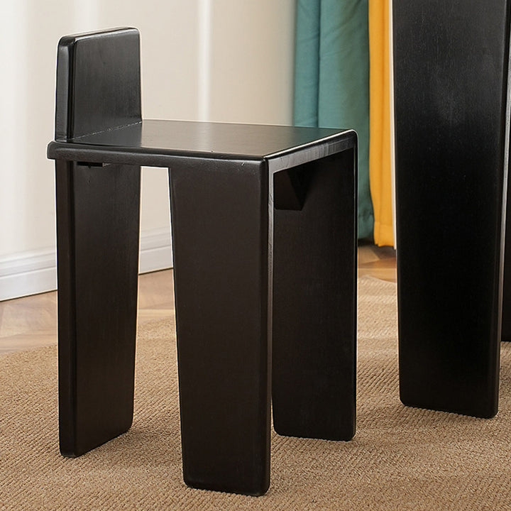 Traditioneller französischer quadratischer niedriger Hocker aus Massivholz für Schlafzimmer, Wohnzimmer & Esszimmer 