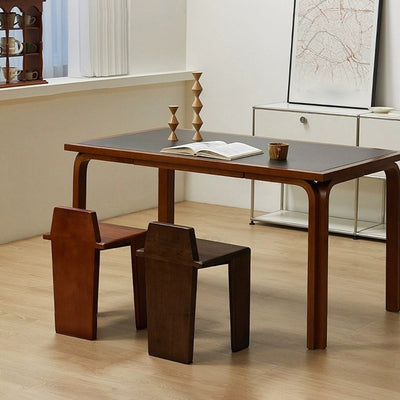Traditioneller französischer quadratischer niedriger Hocker aus Massivholz für Schlafzimmer, Wohnzimmer & Esszimmer 