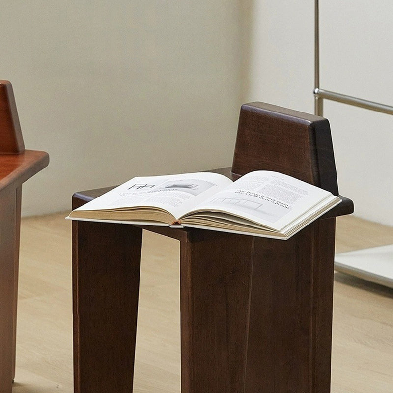 Traditioneller französischer quadratischer niedriger Hocker aus Massivholz für Schlafzimmer, Wohnzimmer & Esszimmer 