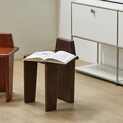 Traditioneller französischer quadratischer niedriger Hocker aus Massivholz für Schlafzimmer, Wohnzimmer & Esszimmer 