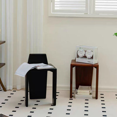 Traditioneller französischer quadratischer niedriger Hocker aus Massivholz für Schlafzimmer, Wohnzimmer & Esszimmer 