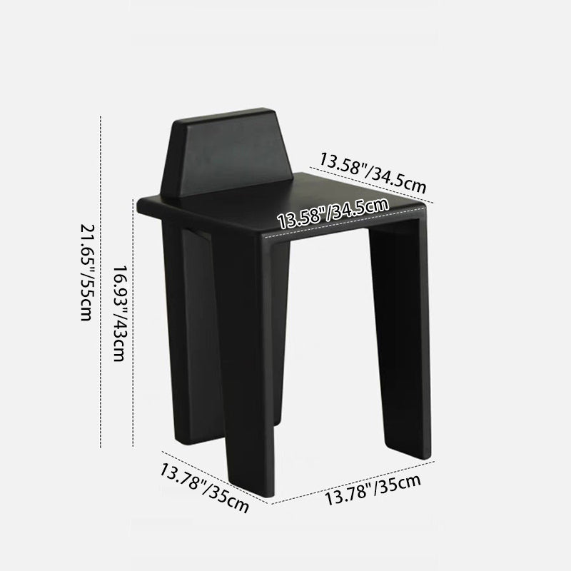 Traditioneller französischer quadratischer niedriger Hocker aus Massivholz für Schlafzimmer, Wohnzimmer & Esszimmer 