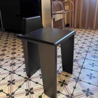 Traditioneller französischer quadratischer niedriger Hocker aus Massivholz für Schlafzimmer, Wohnzimmer & Esszimmer 