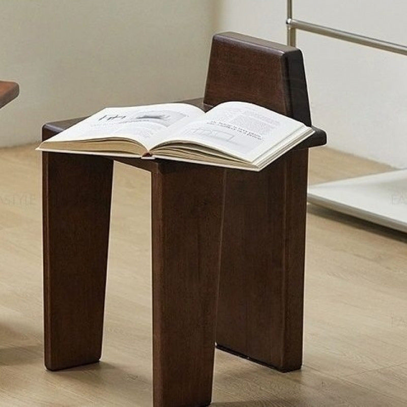 Traditioneller französischer quadratischer niedriger Hocker aus Massivholz für Schlafzimmer, Wohnzimmer & Esszimmer 