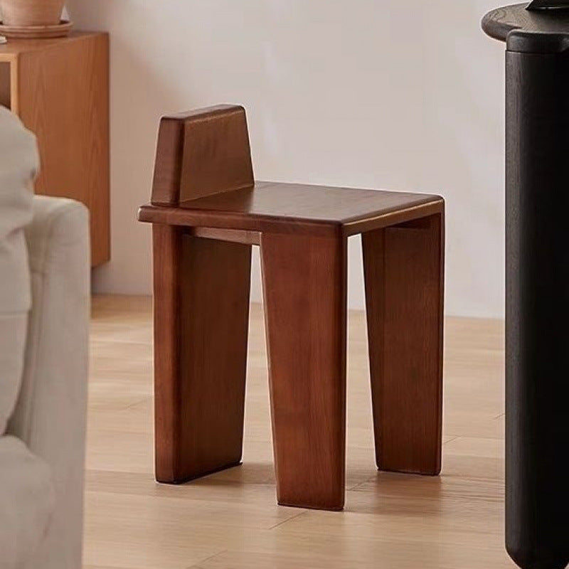 Traditioneller französischer quadratischer niedriger Hocker aus Massivholz für Schlafzimmer, Wohnzimmer & Esszimmer 