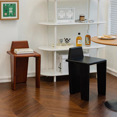 Traditioneller französischer quadratischer niedriger Hocker aus Massivholz für Schlafzimmer, Wohnzimmer & Esszimmer 