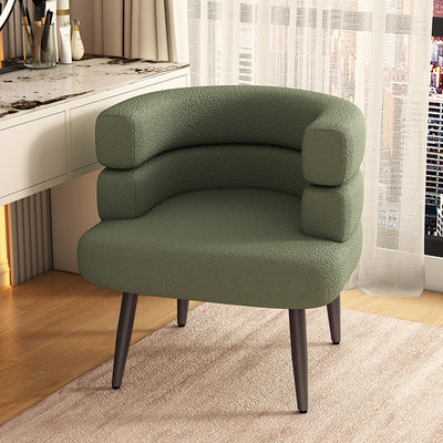 Chaise d'accent ronde incurvée en laine d'agneau nordique contemporaine et en acier au carbone pour chambre et salon 