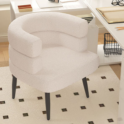 Chaise d'accent ronde incurvée en laine d'agneau nordique contemporaine et en acier au carbone pour chambre et salon 