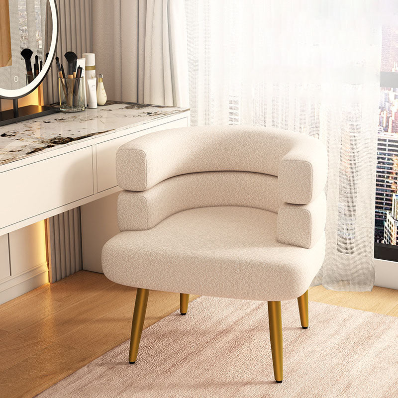 Contemporary Nordic Sherpa Fabric &amp; Carbon Steel Curved Round Accent Chair For Bedroom &amp; Living Room