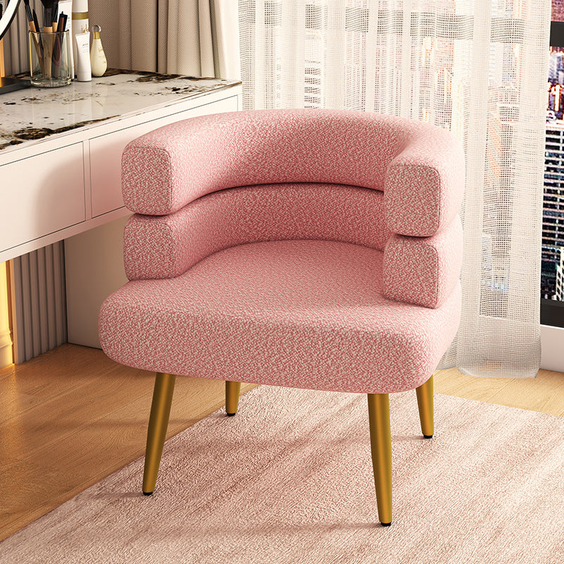 Contemporary Nordic Sherpa Fabric &amp; Carbon Steel Curved Round Accent Chair For Bedroom &amp; Living Room