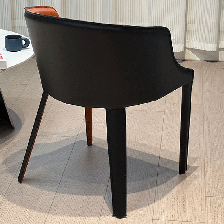 Moderner minimalistischer Faux-Sattel-Leder- und Kohlenstoffstahl-gekrümmter Esszimmerstuhl für Esszimmer, Schlafzimmer &amp; Wohnzimmer 