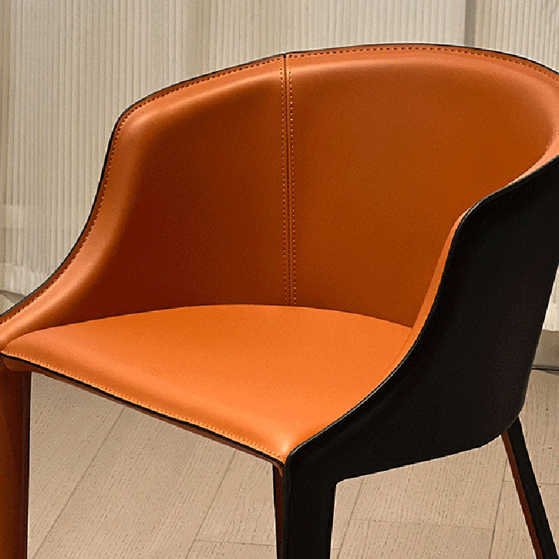 Moderner minimalistischer Faux-Sattel-Leder- und Kohlenstoffstahl-gekrümmter Esszimmerstuhl für Esszimmer, Schlafzimmer &amp; Wohnzimmer 
