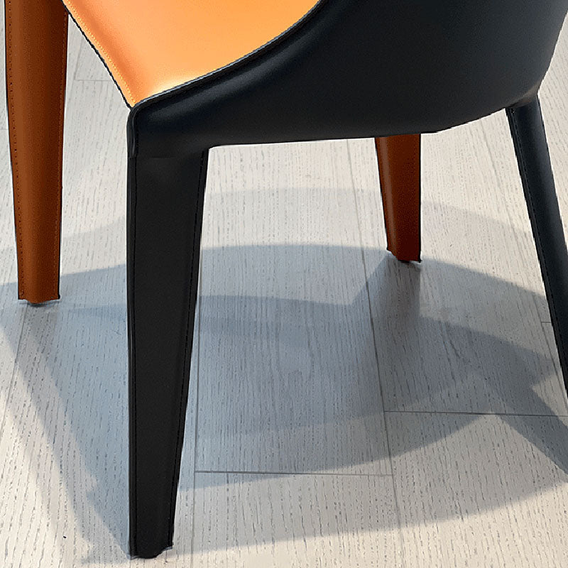 Moderner minimalistischer Faux-Sattel-Leder- und Kohlenstoffstahl-gekrümmter Esszimmerstuhl für Esszimmer, Schlafzimmer &amp; Wohnzimmer 