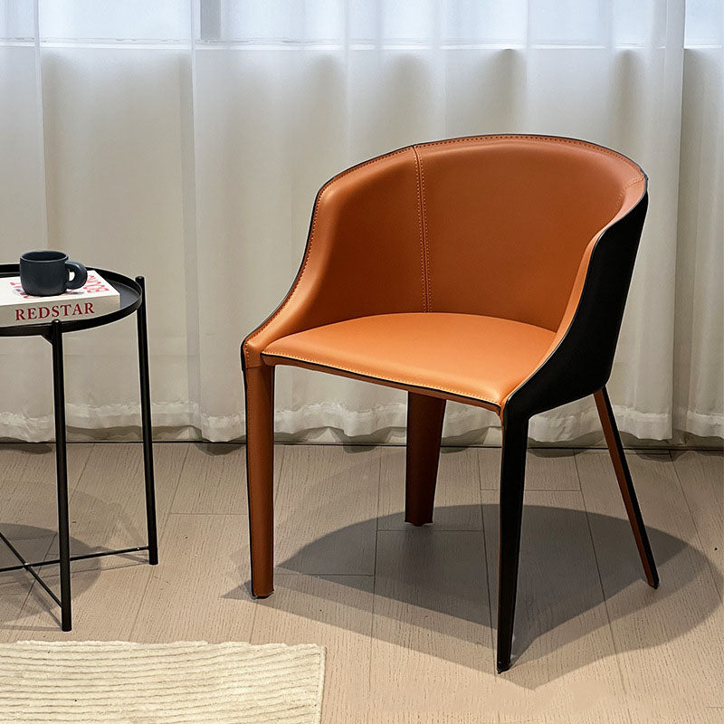 Moderner minimalistischer Faux-Sattel-Leder- und Kohlenstoffstahl-gekrümmter Esszimmerstuhl für Esszimmer, Schlafzimmer &amp; Wohnzimmer 