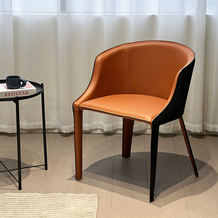 Moderner minimalistischer Faux-Sattel-Leder- und Kohlenstoffstahl-gekrümmter Esszimmerstuhl für Esszimmer, Schlafzimmer &amp; Wohnzimmer 