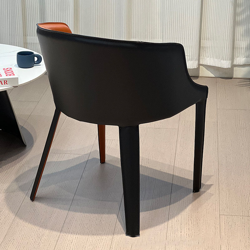 Moderner minimalistischer Faux-Sattel-Leder- und Kohlenstoffstahl-gekrümmter Esszimmerstuhl für Esszimmer, Schlafzimmer &amp; Wohnzimmer 