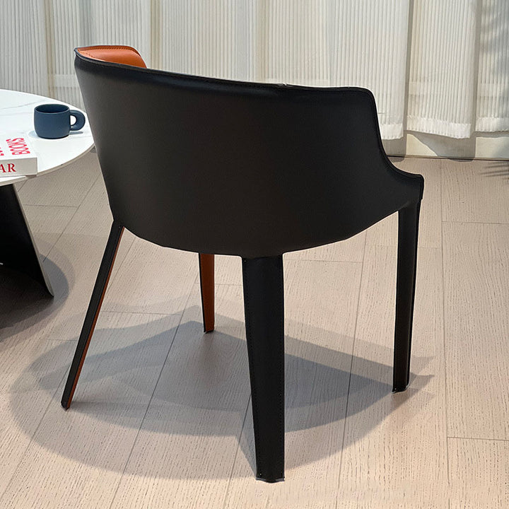 Moderner minimalistischer Faux-Sattel-Leder- und Kohlenstoffstahl-gekrümmter Esszimmerstuhl für Esszimmer, Schlafzimmer &amp; Wohnzimmer 