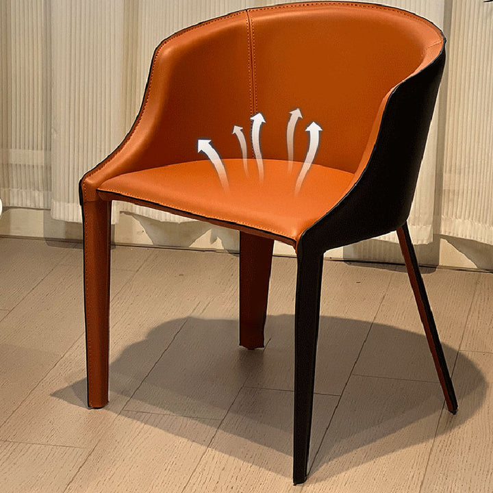 Moderner minimalistischer Faux-Sattel-Leder- und Kohlenstoffstahl-gekrümmter Esszimmerstuhl für Esszimmer, Schlafzimmer &amp; Wohnzimmer 