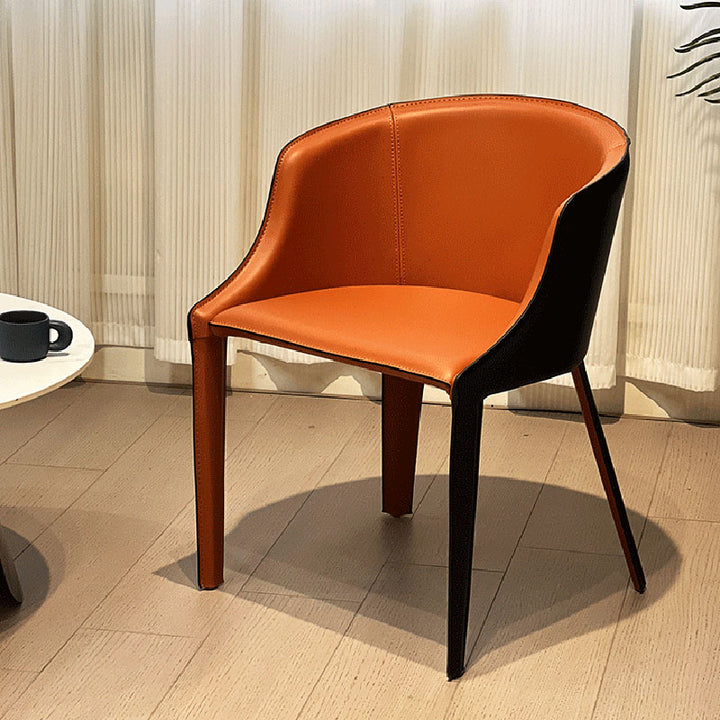 Moderner minimalistischer Faux-Sattel-Leder- und Kohlenstoffstahl-gekrümmter Esszimmerstuhl für Esszimmer, Schlafzimmer &amp; Wohnzimmer 