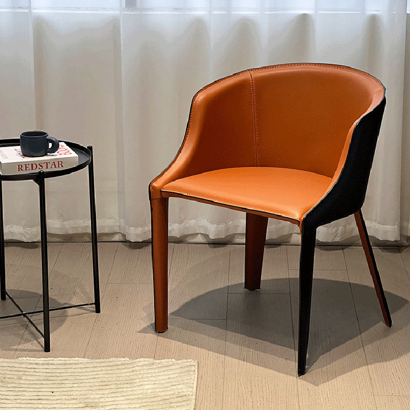 Moderner minimalistischer Faux-Sattel-Leder- und Kohlenstoffstahl-gekrümmter Esszimmerstuhl für Esszimmer, Schlafzimmer &amp; Wohnzimmer 