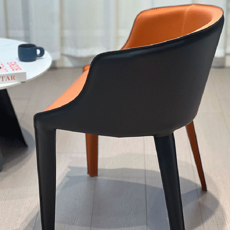 Moderner minimalistischer Faux-Sattel-Leder- und Kohlenstoffstahl-gekrümmter Esszimmerstuhl für Esszimmer, Schlafzimmer &amp; Wohnzimmer 