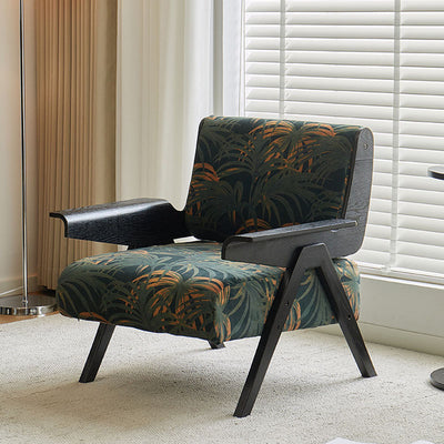 Chaise d'appoint carrée contemporaine en velours nordique et bois avec pieds réglables pour chambre et salon 